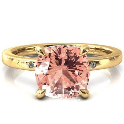 Maise Cushion Champagne Sapphire 4 Prong Diamond Accent Engagement Ring-FIRE & BRILLIANCE