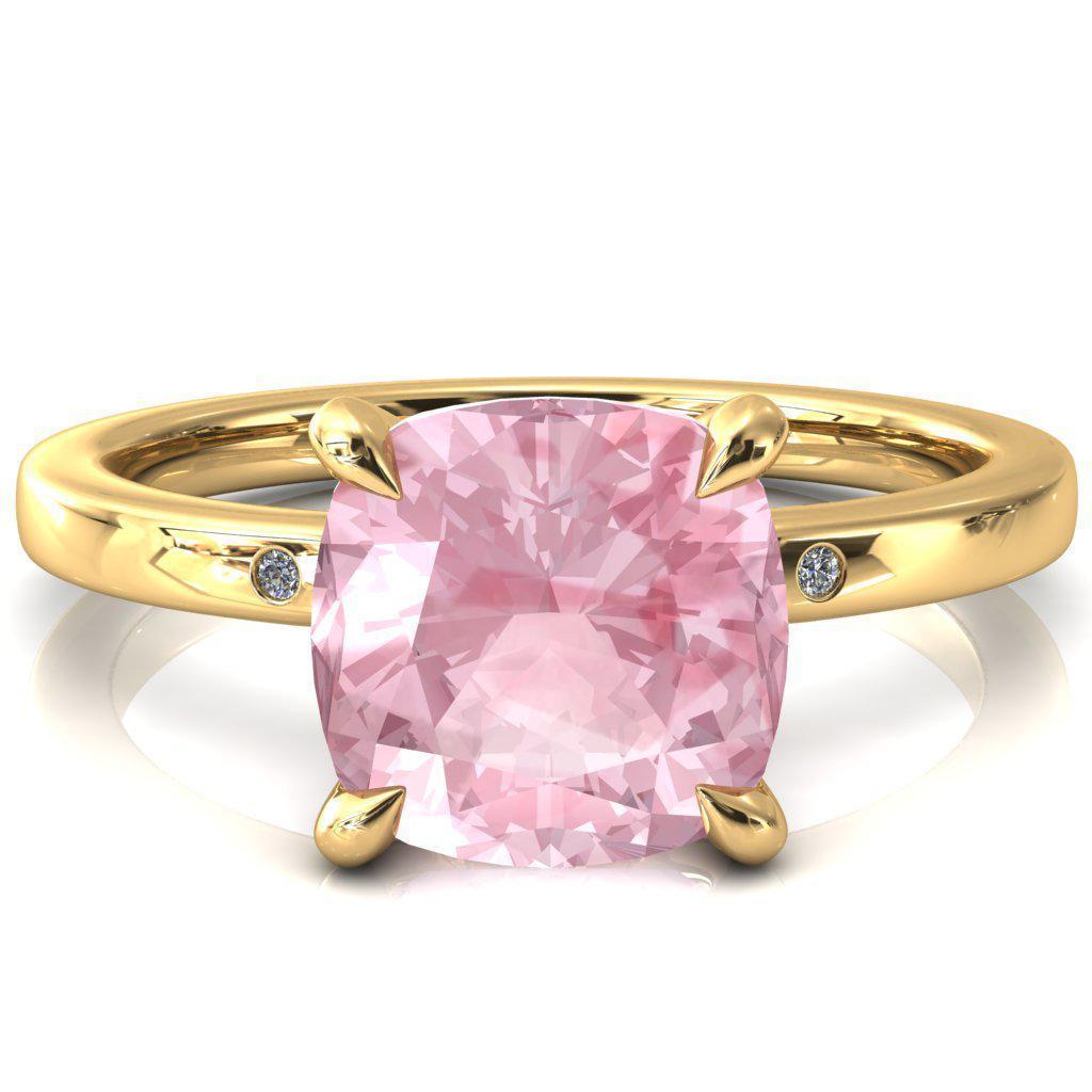 Maise Cushion Pink Sapphire 4 Prong Diamond Accent Engagement Ring-FIRE & BRILLIANCE