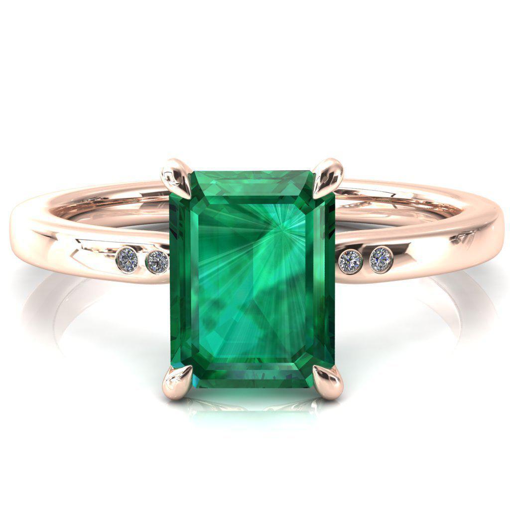 Maise Emerald Emerald 4 Prong Diamond Accent Engagement Ring-FIRE & BRILLIANCE