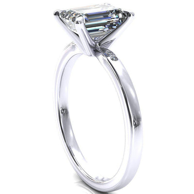Maise Emerald Moissanite 4 Prong Diamond Accent Engagement Ring-FIRE & BRILLIANCE