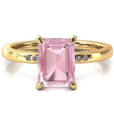 Maise Emerald Pink Sapphire 4 Prong Diamond Accent Engagement Ring-FIRE & BRILLIANCE