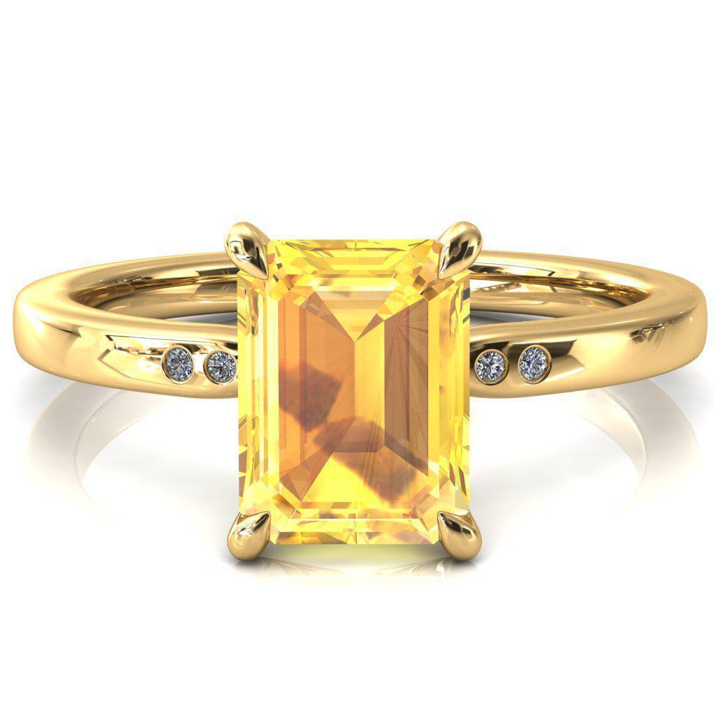 Maise Emerald Yellow Sapphire 4 Prong Diamond Accent Engagement Ring-FIRE & BRILLIANCE