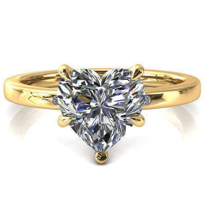 Maise Heart Moissanite 5 Prong Diamond Accent Engagement Ring-FIRE & BRILLIANCE