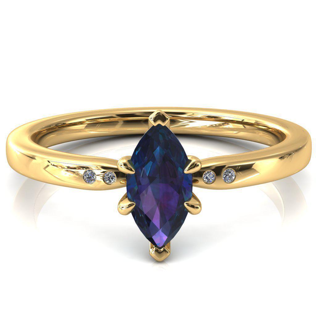 Maise Marquise Alexandrite 6 Prong Diamond Accent Engagement Ring-FIRE & BRILLIANCE