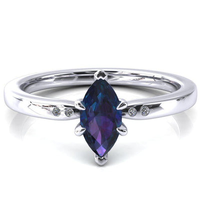 Maise Marquise Alexandrite 6 Prong Diamond Accent Engagement Ring-FIRE & BRILLIANCE