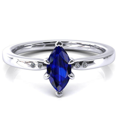 Maise Marquise Blue Sapphire 6 Prong Diamond Accent Engagement Ring-FIRE & BRILLIANCE