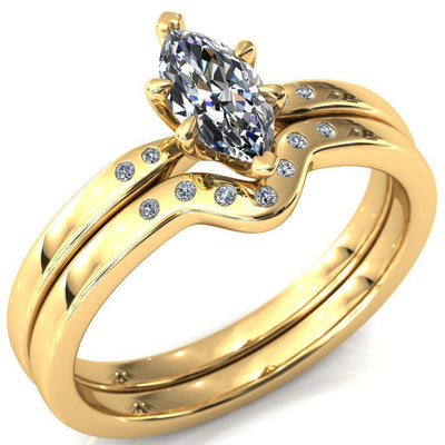 Maise Marquise Moissanite 6 Prong Diamond Accent Engagement Ring-Custom-Made Jewelry-Fire & Brilliance ®