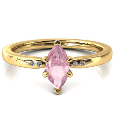 Maise Marquise Pink Sapphire 6 Prong Diamond Accent Engagement Ring-FIRE & BRILLIANCE