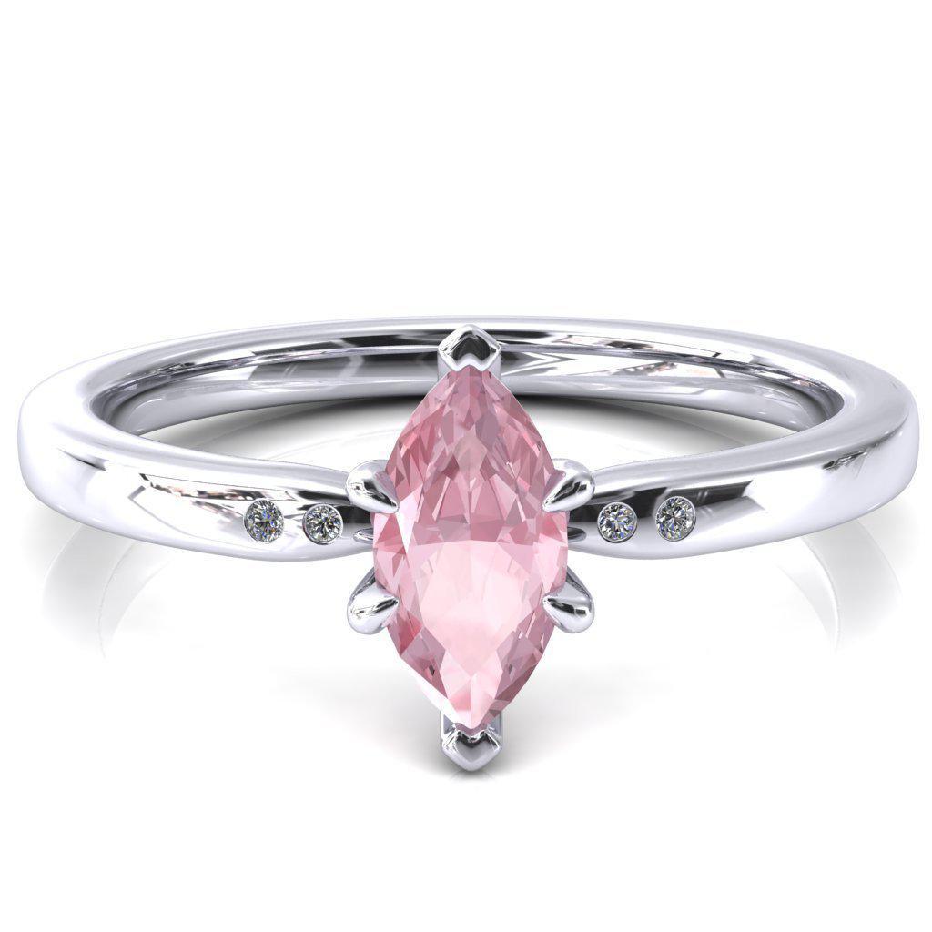 Maise Marquise Pink Sapphire 6 Prong Diamond Accent Engagement Ring-FIRE & BRILLIANCE