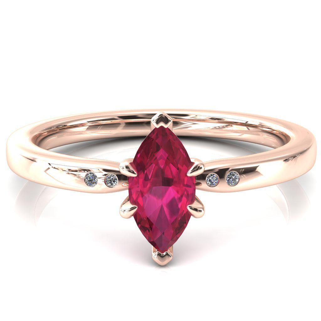 Maise Marquise Ruby 6 Prong Diamond Accent Engagement Ring-FIRE & BRILLIANCE