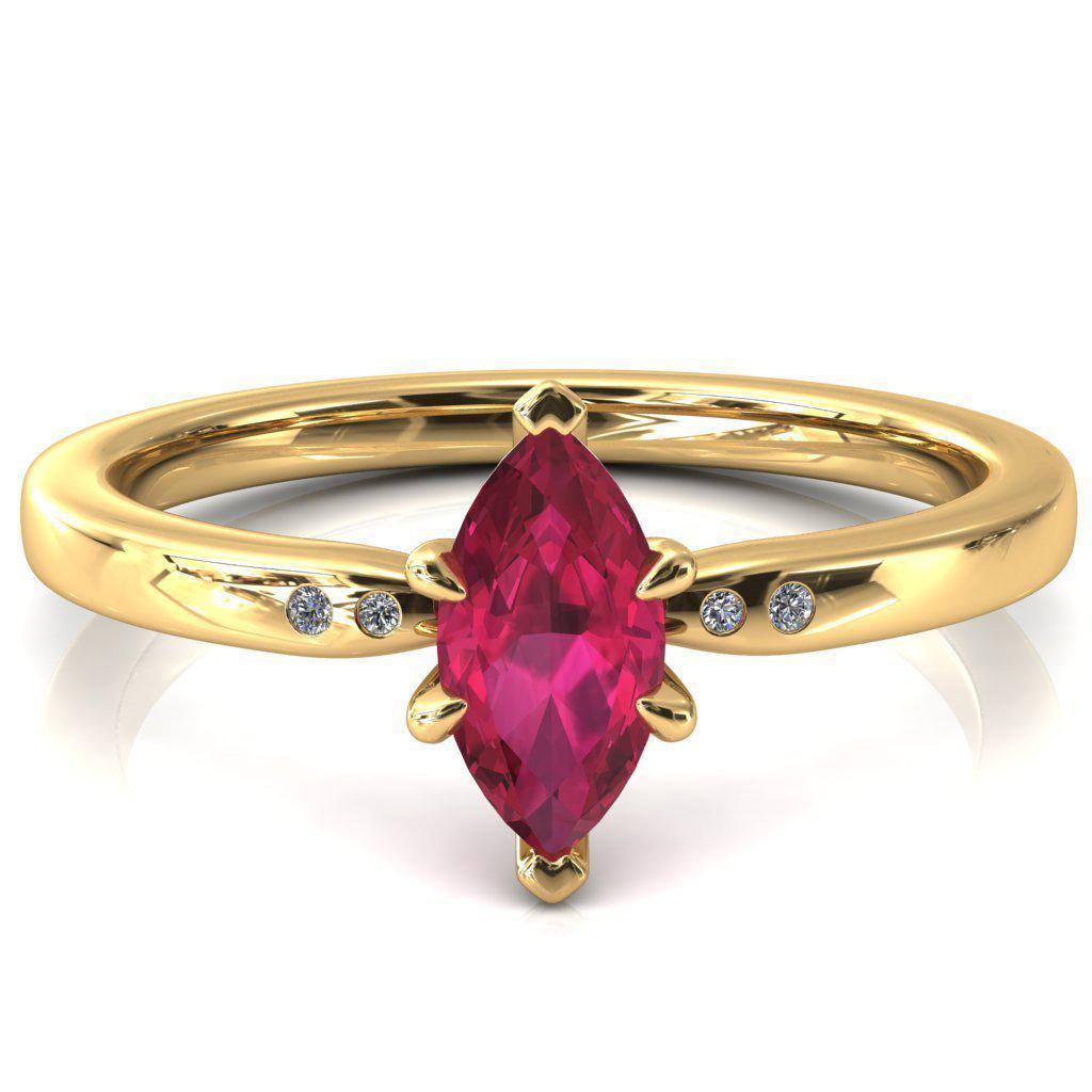 Maise Marquise Ruby 6 Prong Diamond Accent Engagement Ring-FIRE & BRILLIANCE