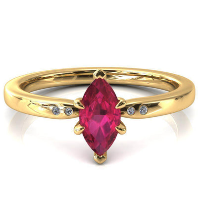 Maise Marquise Ruby 6 Prong Diamond Accent Engagement Ring-FIRE & BRILLIANCE