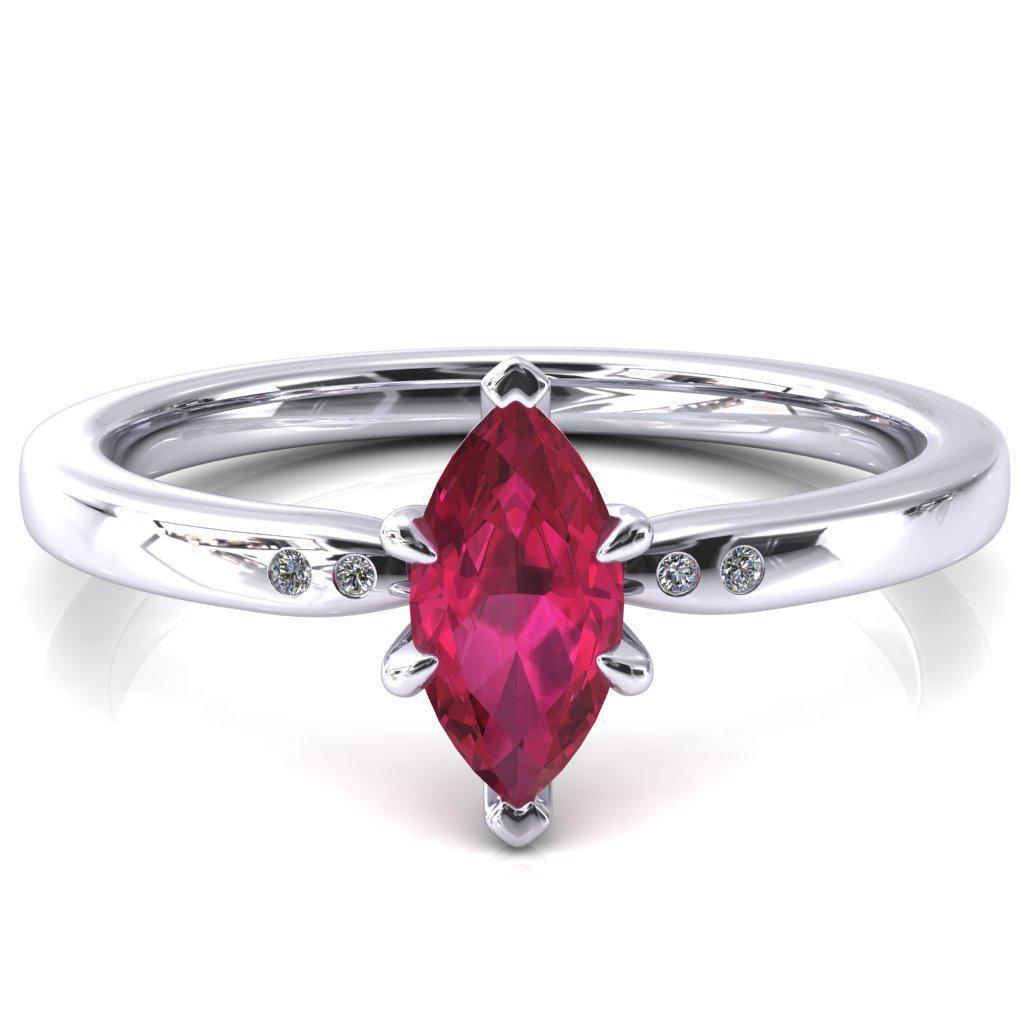 Maise Marquise Ruby 6 Prong Diamond Accent Engagement Ring-FIRE & BRILLIANCE