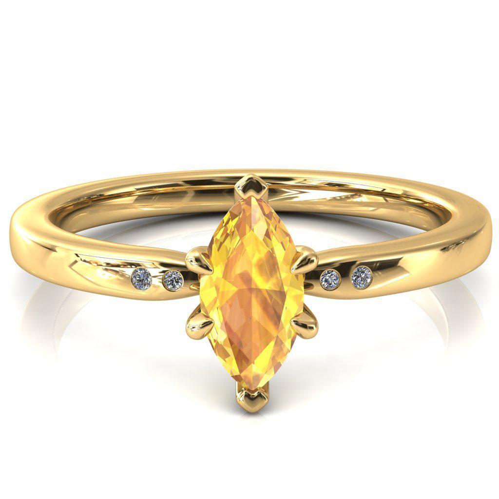 Maise Marquise Yellow Sapphire 6 Prong Diamond Accent Engagement Ring-FIRE & BRILLIANCE