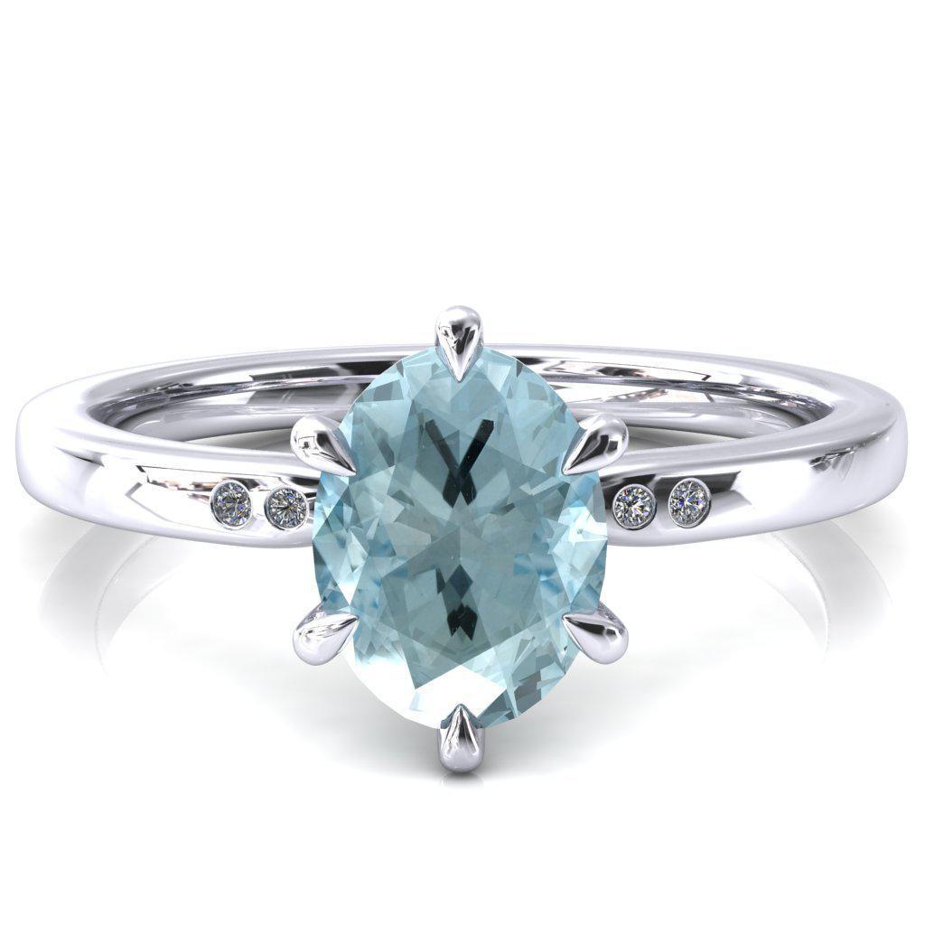 Maise Oval Aqua Blue Spinel 6 Prong Diamond Accent Engagement Ring-FIRE & BRILLIANCE