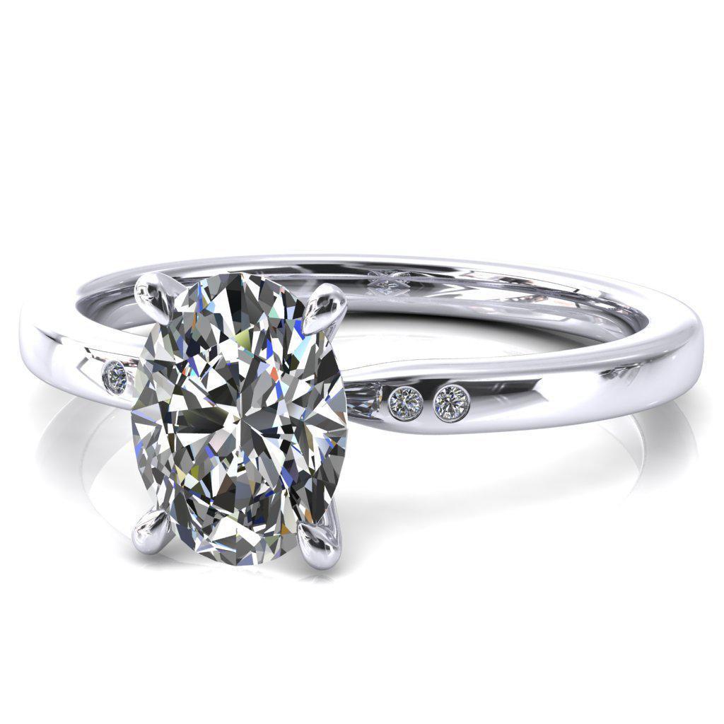 Maise Oval Moissanite 4 Prong Diamond Accent Engagement Ring-FIRE & BRILLIANCE
