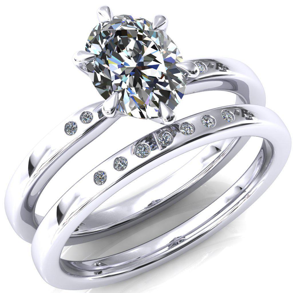 Maise Oval Moissanite 6 Prong Diamond Accent Engagement Ring-FIRE & BRILLIANCE