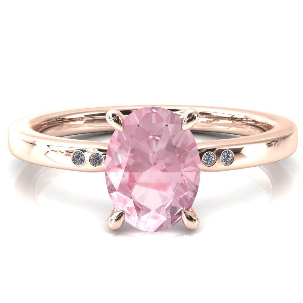 Maise Oval Pink Sapphire 4 Prong Diamond Accent Engagement Ring-FIRE & BRILLIANCE