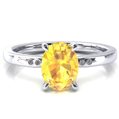 Maise Oval Yellow Sapphire 4 Prong Diamond Accent Engagement Ring-FIRE & BRILLIANCE