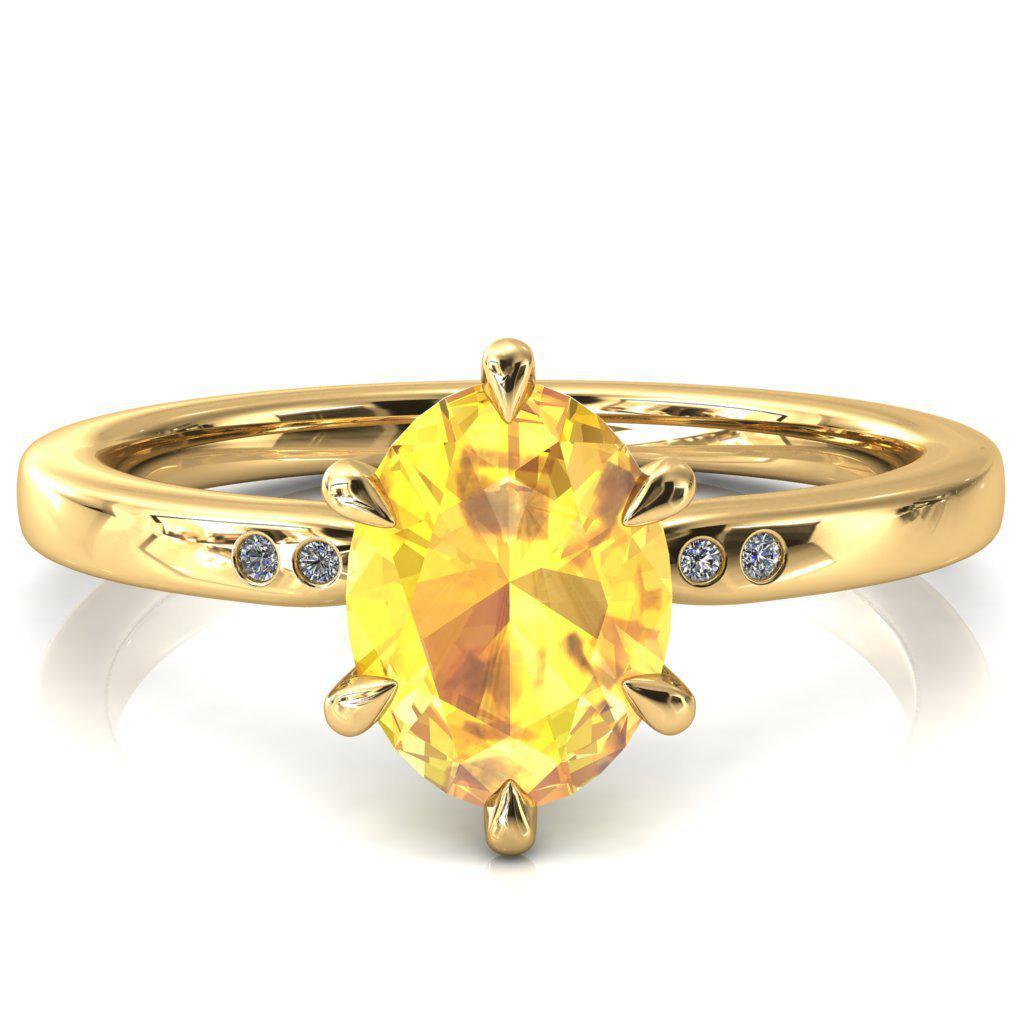 Maise Oval Yellow Sapphire 6 Prong Diamond Accent Engagement Ring-FIRE & BRILLIANCE