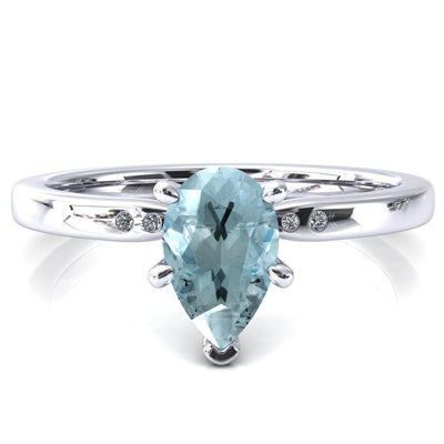 Maise Pear Aqua Blue Spinel 6 Prong Diamond Accent Engagement Ring-FIRE & BRILLIANCE