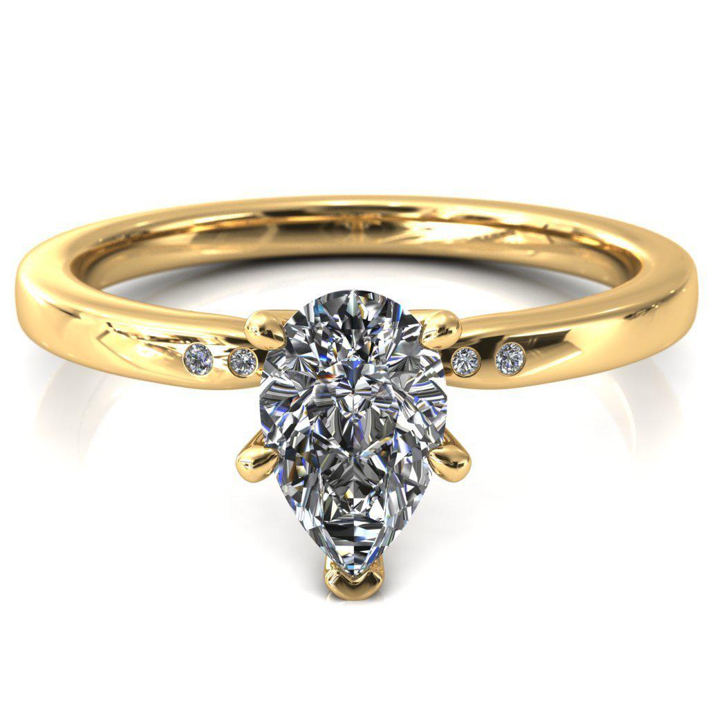Maise Pear Moissanite 5 Prong Diamond Accent Engagement Ring-Custom-Made Jewelry-Fire & Brilliance ®