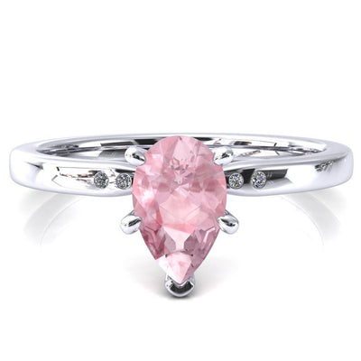 Maise Pear Pink Sapphire 6 Prong Diamond Accent Engagement Ring-FIRE & BRILLIANCE