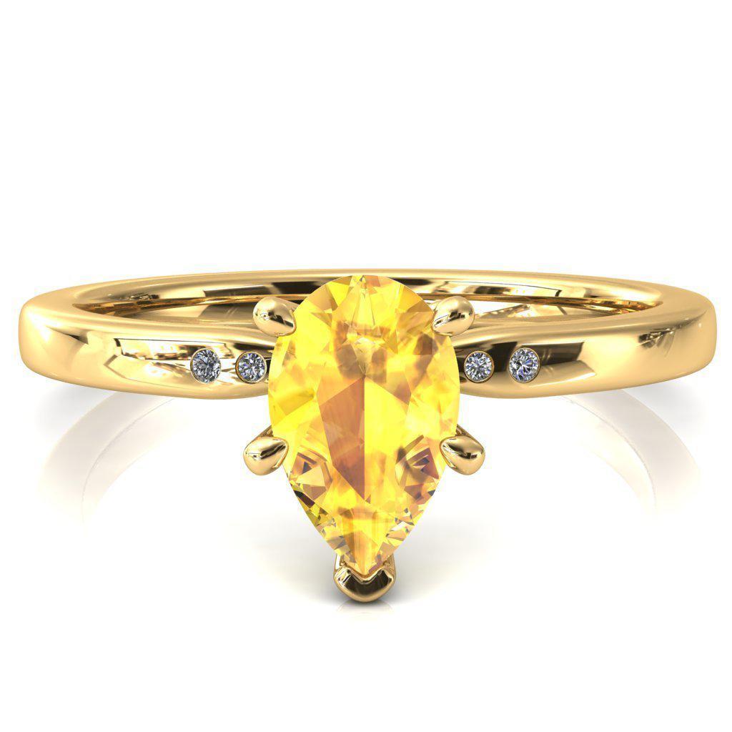 Maise Pear Yellow Sapphire 6 Prong Diamond Accent Engagement Ring-FIRE & BRILLIANCE