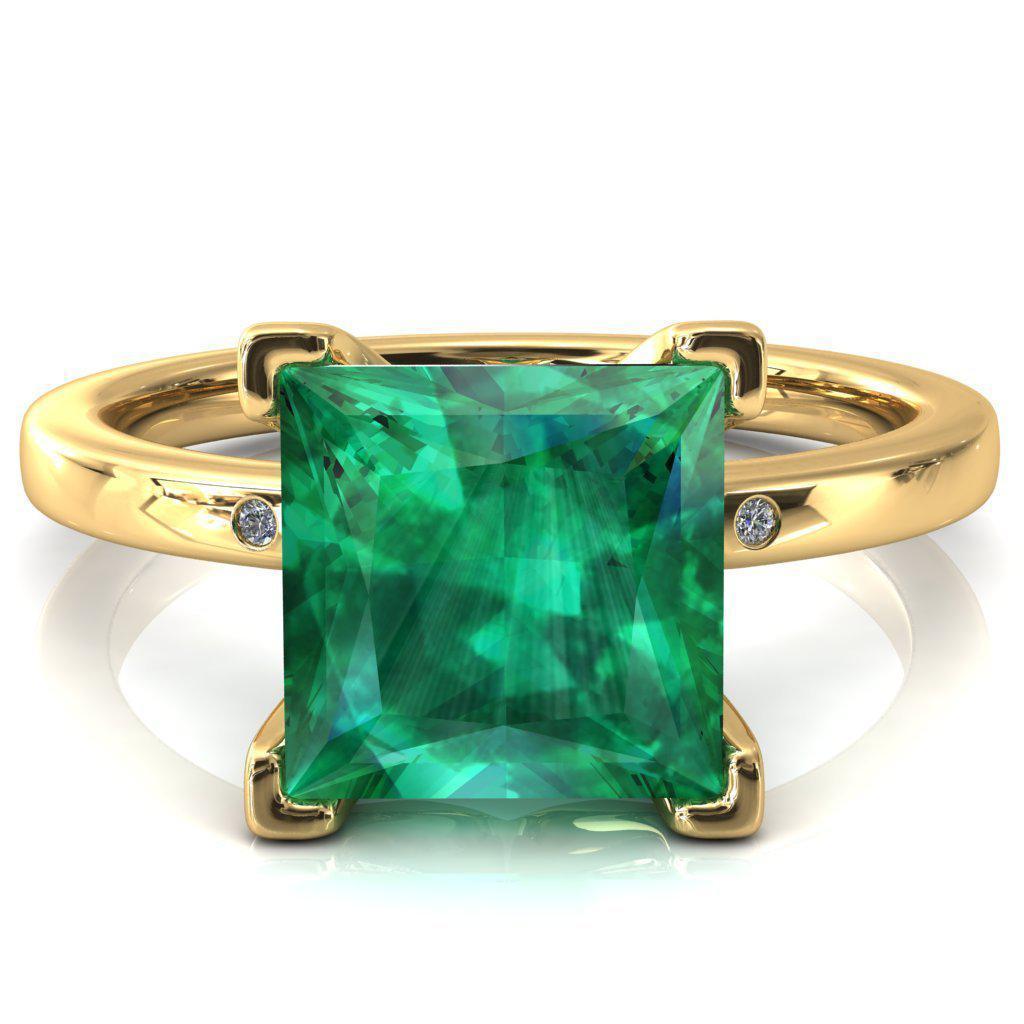 Maise Princess Emerald 4 Prong Diamond Accent Engagement Ring-FIRE & BRILLIANCE