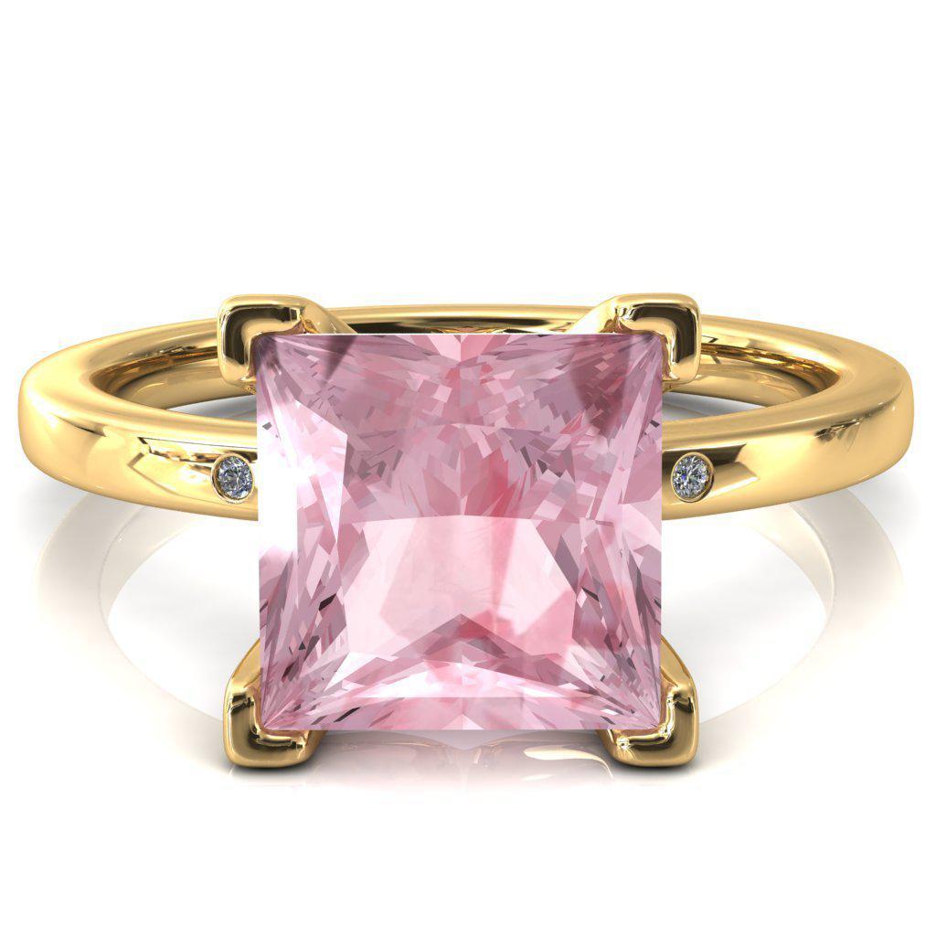 Maise Princess Pink Sapphire 4 Prong Diamond Accent Engagement Ring-FIRE & BRILLIANCE