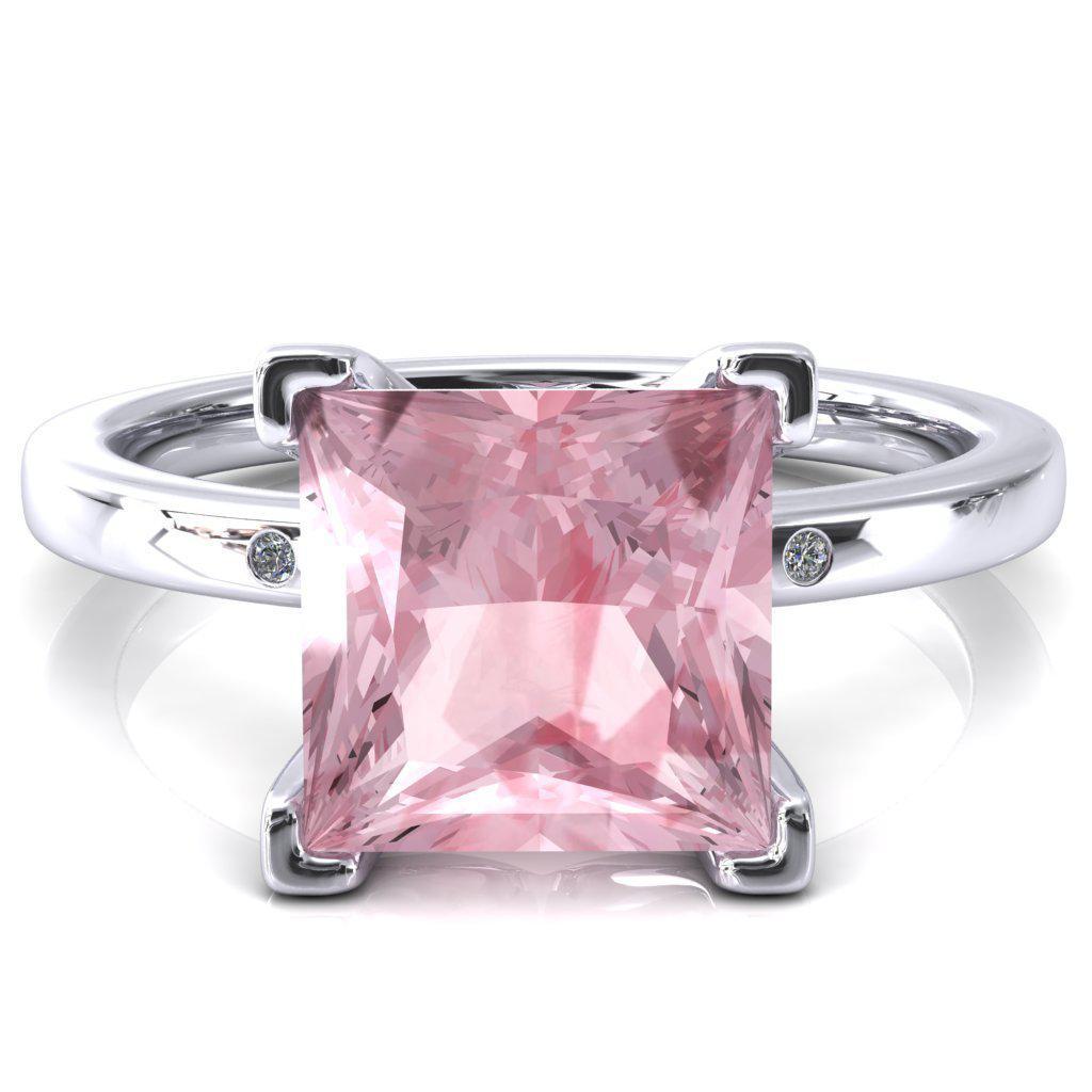 Maise Princess Pink Sapphire 4 Prong Diamond Accent Engagement Ring-FIRE & BRILLIANCE