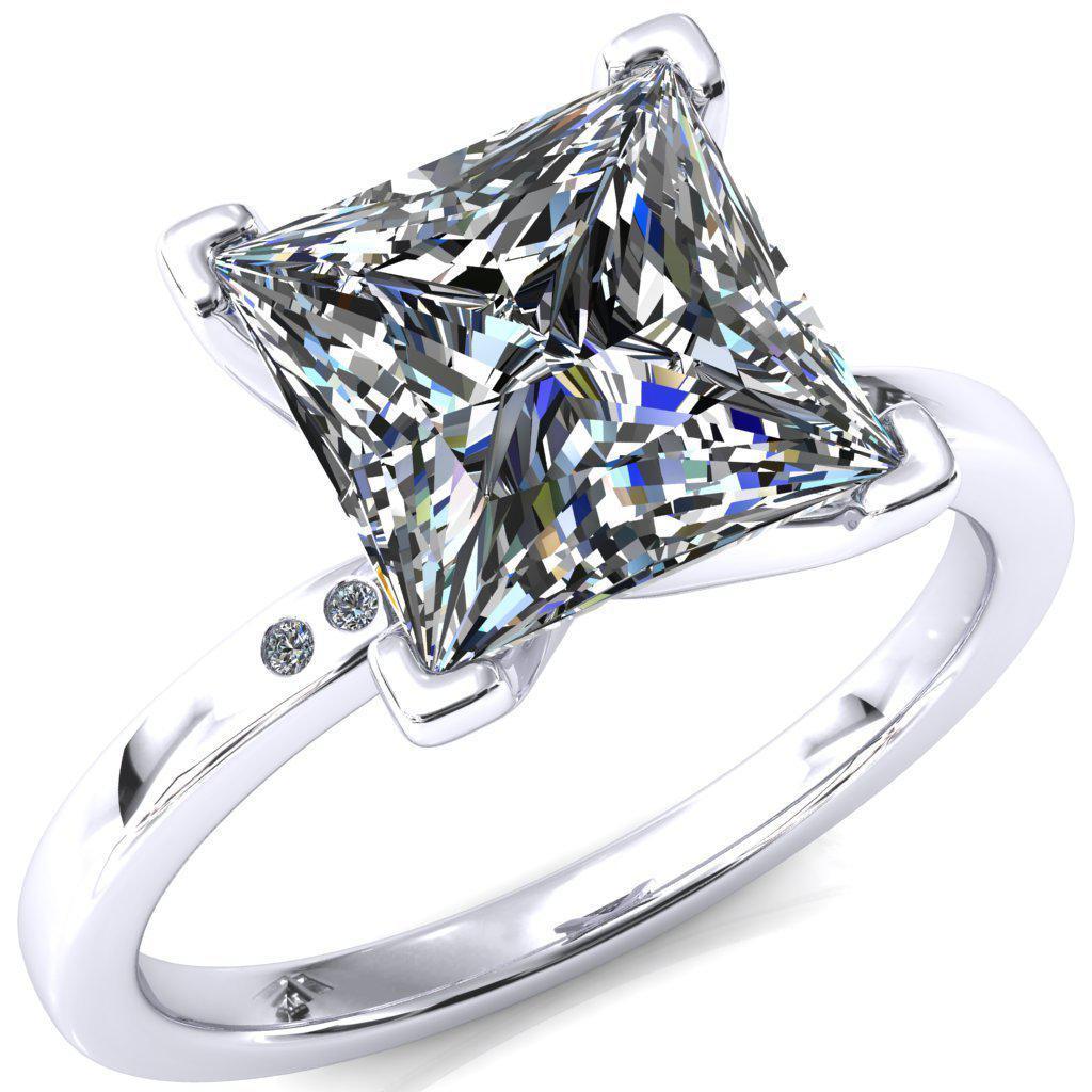 Maise Princess/Square Moissanite 4 Prong Diamond Accent Engagement Ring-FIRE & BRILLIANCE