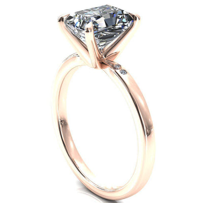 Maise Radiant Moissanite 4 Prong Diamond Accent Engagement Ring-FIRE & BRILLIANCE