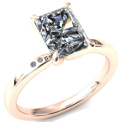 Maise Radiant Moissanite 4 Prong Diamond Accent Engagement Ring-FIRE & BRILLIANCE
