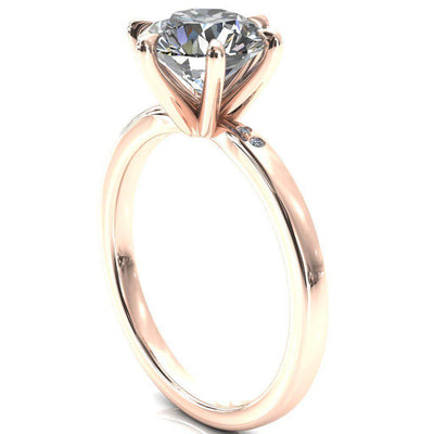 Maise Round Moissanite 6 Prong Diamond Accent Engagement Ring-FIRE & BRILLIANCE