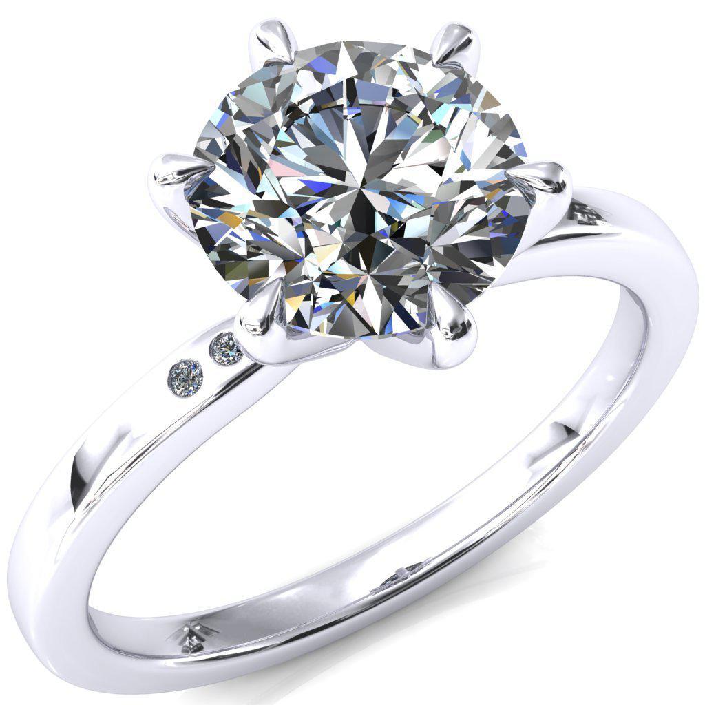 Maise Round Moissanite 6 Prong Diamond Accent Engagement Ring-FIRE & BRILLIANCE