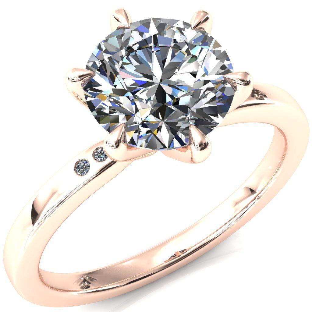 Maise Round Moissanite 6 Prong Diamond Accent Engagement Ring-FIRE & BRILLIANCE