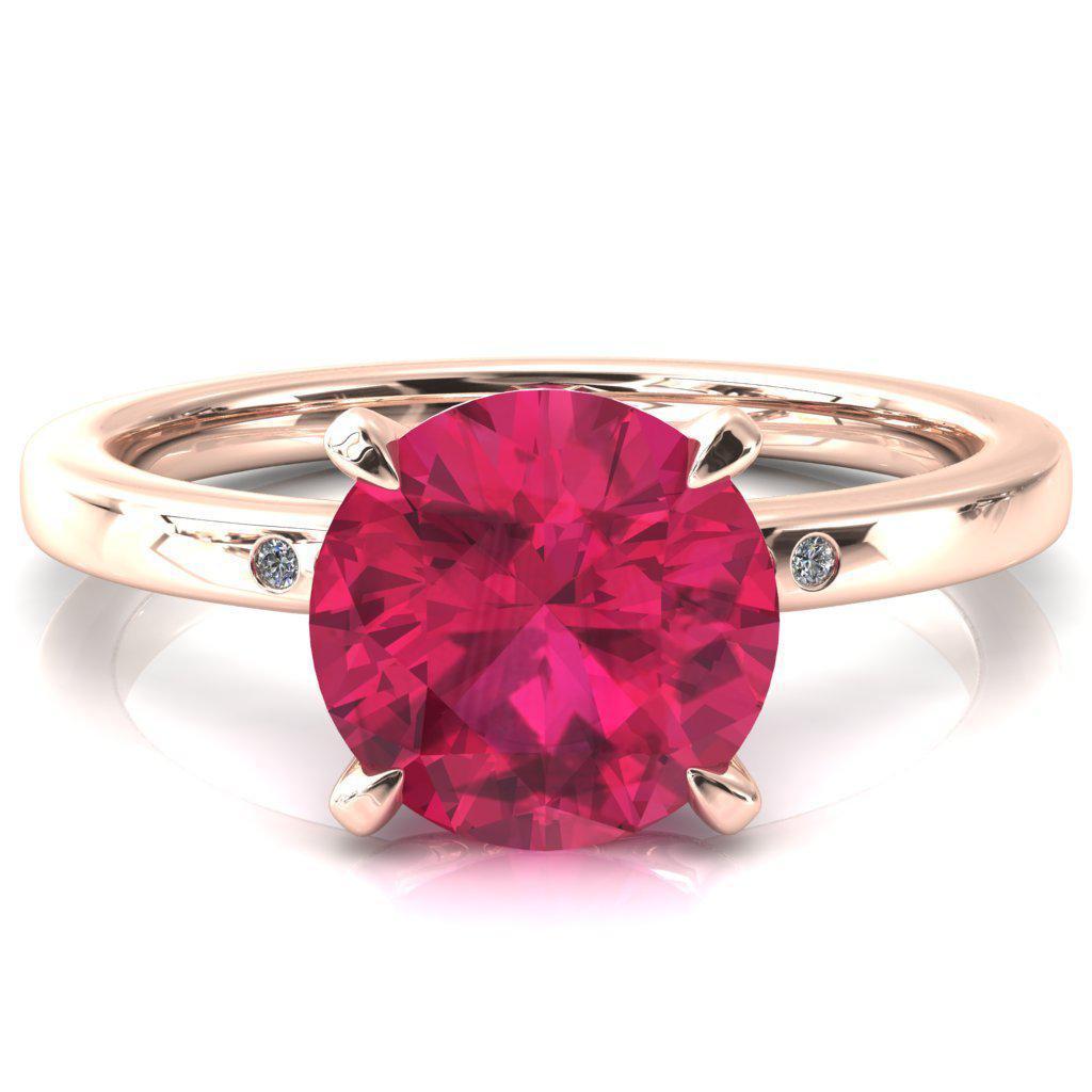 Maise Round Ruby 4 Prong Diamond Accent Engagement Ring-FIRE & BRILLIANCE