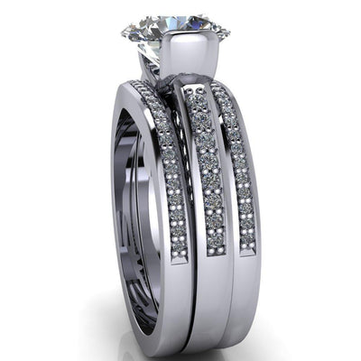 Makayla Round Moissanite 6 Side Diamond Set Ring-Custom-Made Jewelry-Fire & Brilliance ®