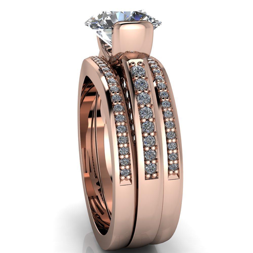 Makayla Round Moissanite 6 Side Diamond Set Ring-Custom-Made Jewelry-Fire & Brilliance ®