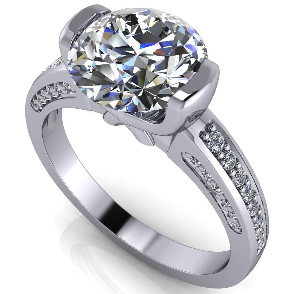 Makayla Round Moissanite 6 Side Diamond Set Ring-Custom-Made Jewelry-Fire & Brilliance ®