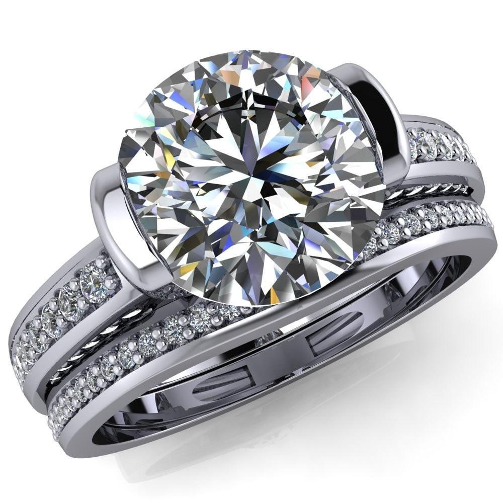 Makayla Round Moissanite 6 Side Diamond Set Ring-Custom-Made Jewelry-Fire & Brilliance ®