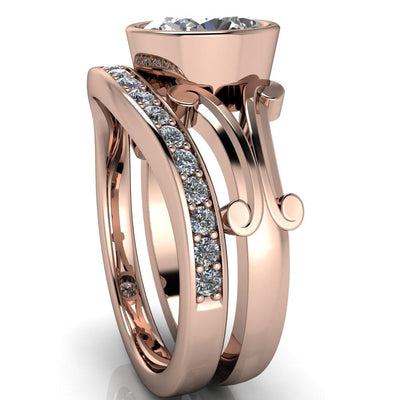 Malefica Oval Moissanite Split Shank Full Bezel Engagement Ring-Custom-Made Jewelry-Fire & Brilliance ®
