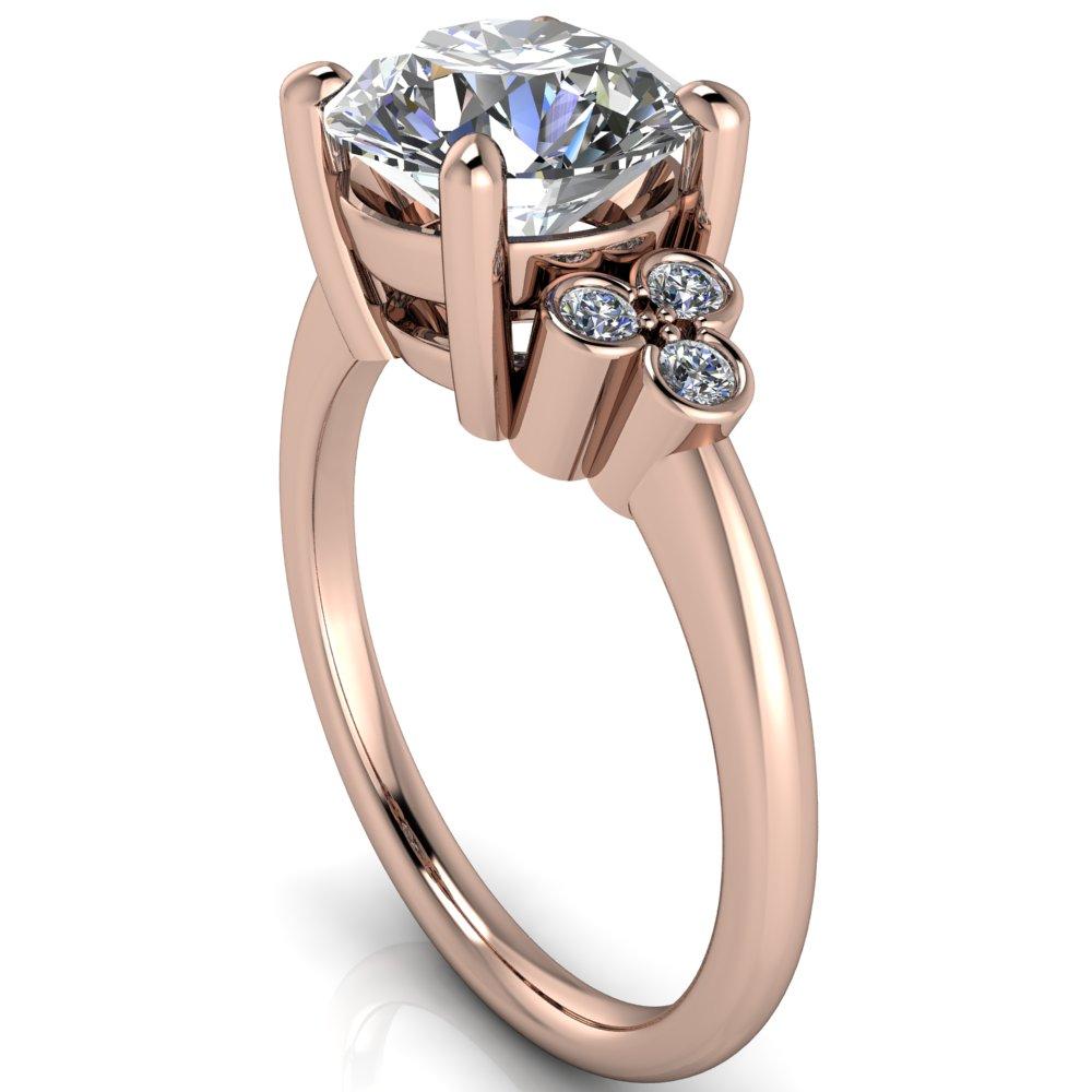 Malene Round Moissanite Triple Diamond Side Bezel Engagement Ring-Custom-Made Jewelry-Fire & Brilliance ®
