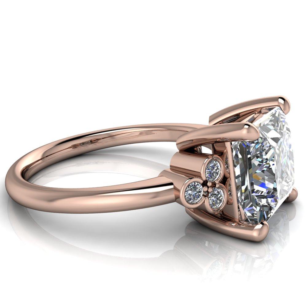 Malene Square Moissanite Triple Diamond Side Bezel Engagement Ring-Custom-Made Jewelry-Fire & Brilliance ®