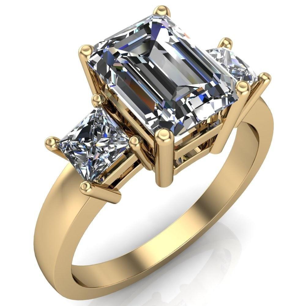 Malfoyer Emerald Moissanite 3 Stone Under Bezel Engagement Ring-Custom-Made Jewelry-Fire & Brilliance ®