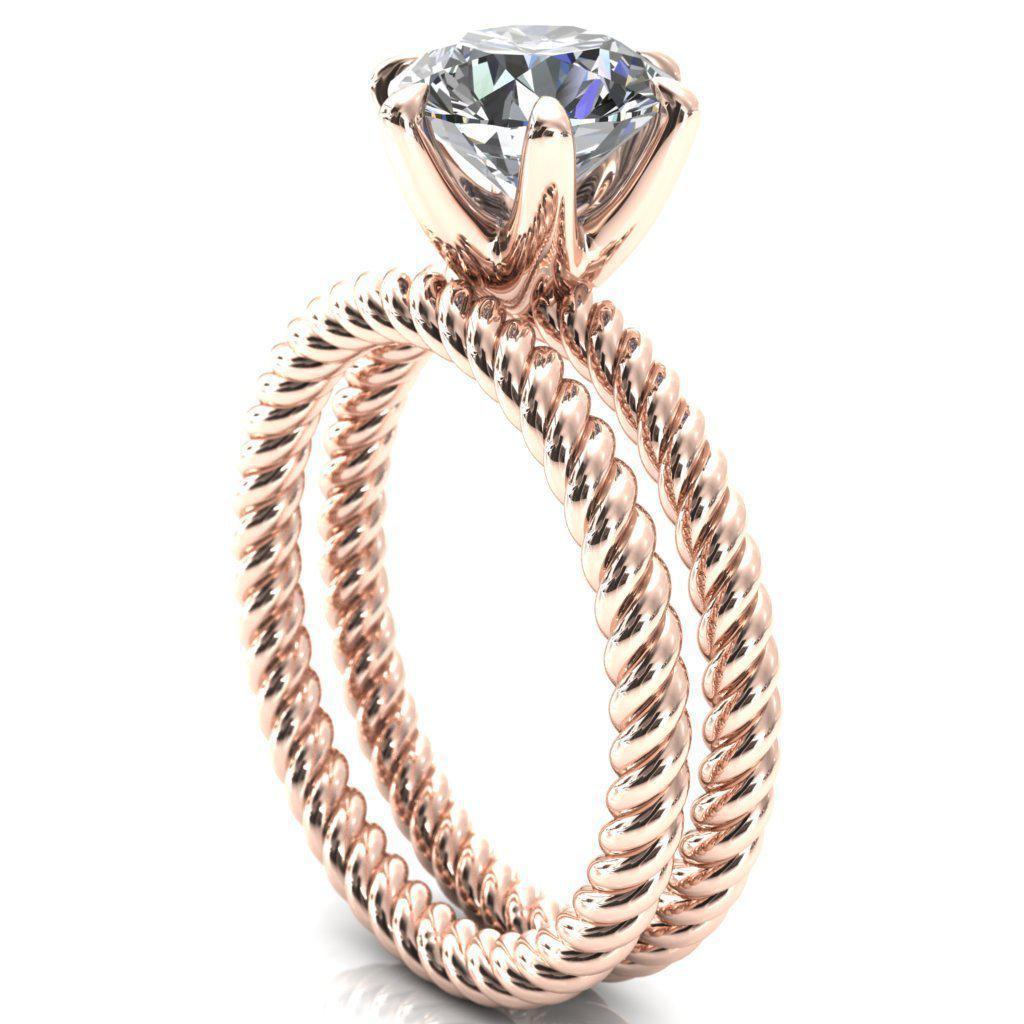 Margaret Round Moissanite Classic Rope 6 Claw Prong Solitaire Ring-Custom-Made Jewelry-Fire & Brilliance ®