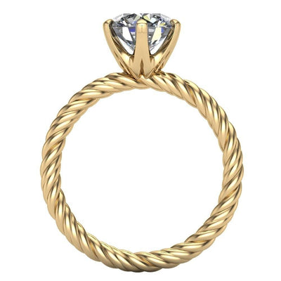 Margaret Round Moissanite Classic Rope 6 Claw Prong Solitaire Ring-Custom-Made Jewelry-Fire & Brilliance ®