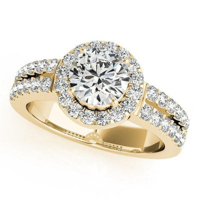 Margarita Round Moissanite Diamond Floating Halo Double Shank Ring-Custom-Made Jewelry-Fire & Brilliance ®