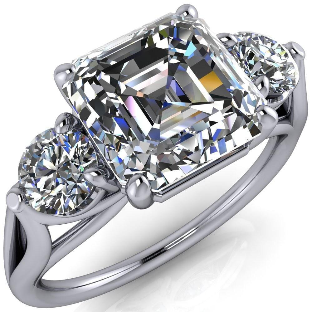 Marianna Asscher Moissanite Diamond Side Under Bezel Split Shank Engagement Ring-Custom-Made Jewelry-Fire & Brilliance ®